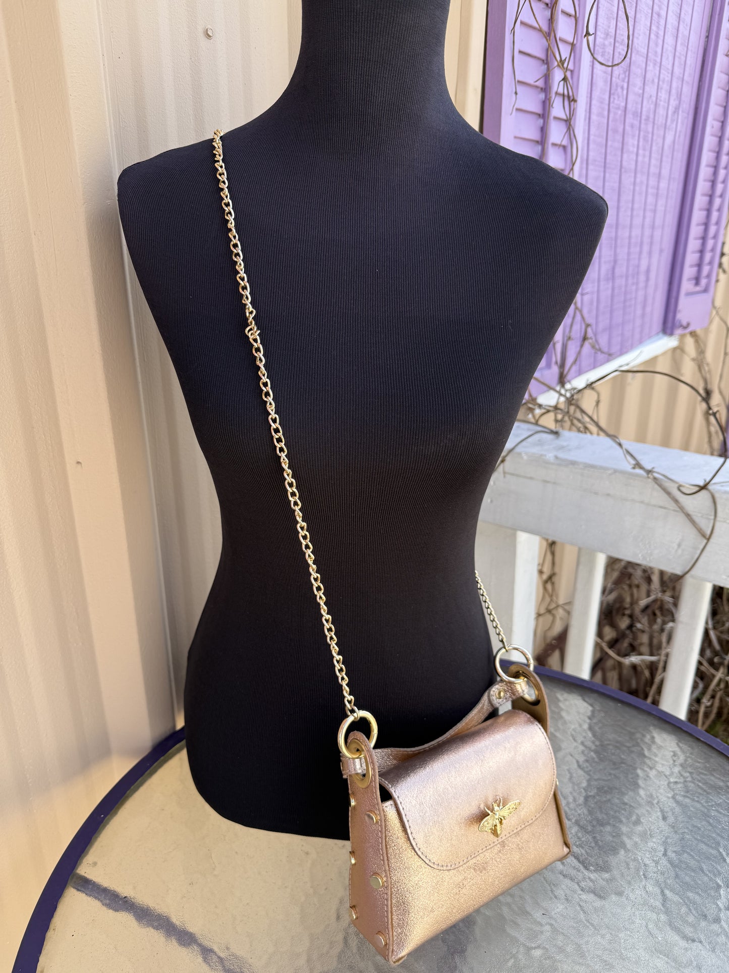 Italian Leather Bee Purse