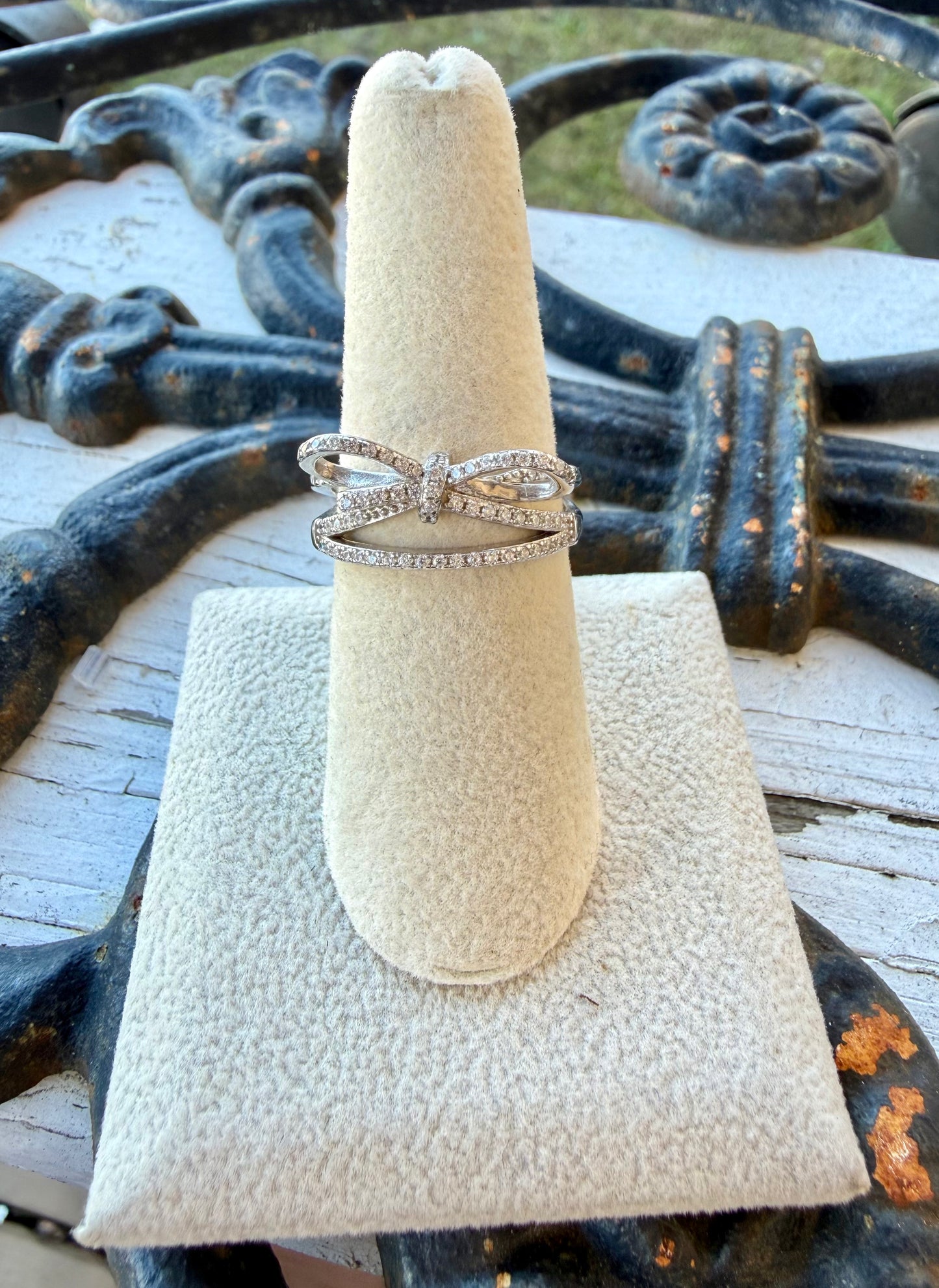 Double Band Silver Bow Ring