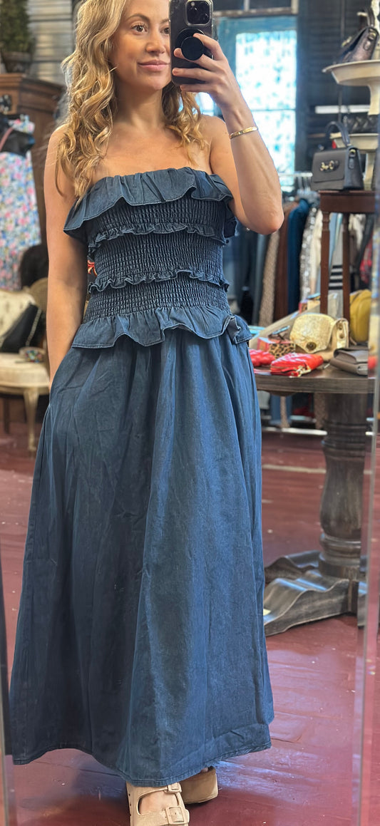 Denim Ruffle Dress