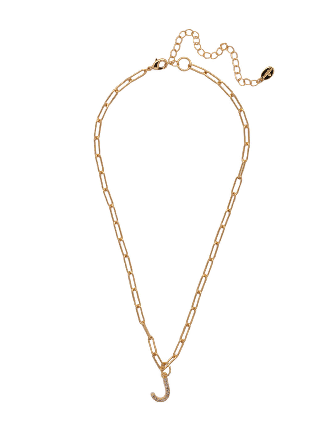Sorrelli Crystal J Initial Paperclip Pendant Necklace