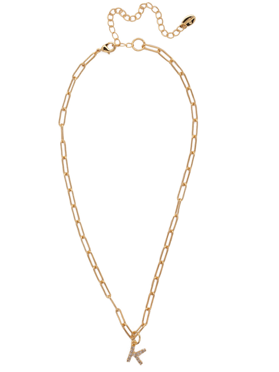 Sorrelli Crystal K Initial Paperclip Pendant Necklace