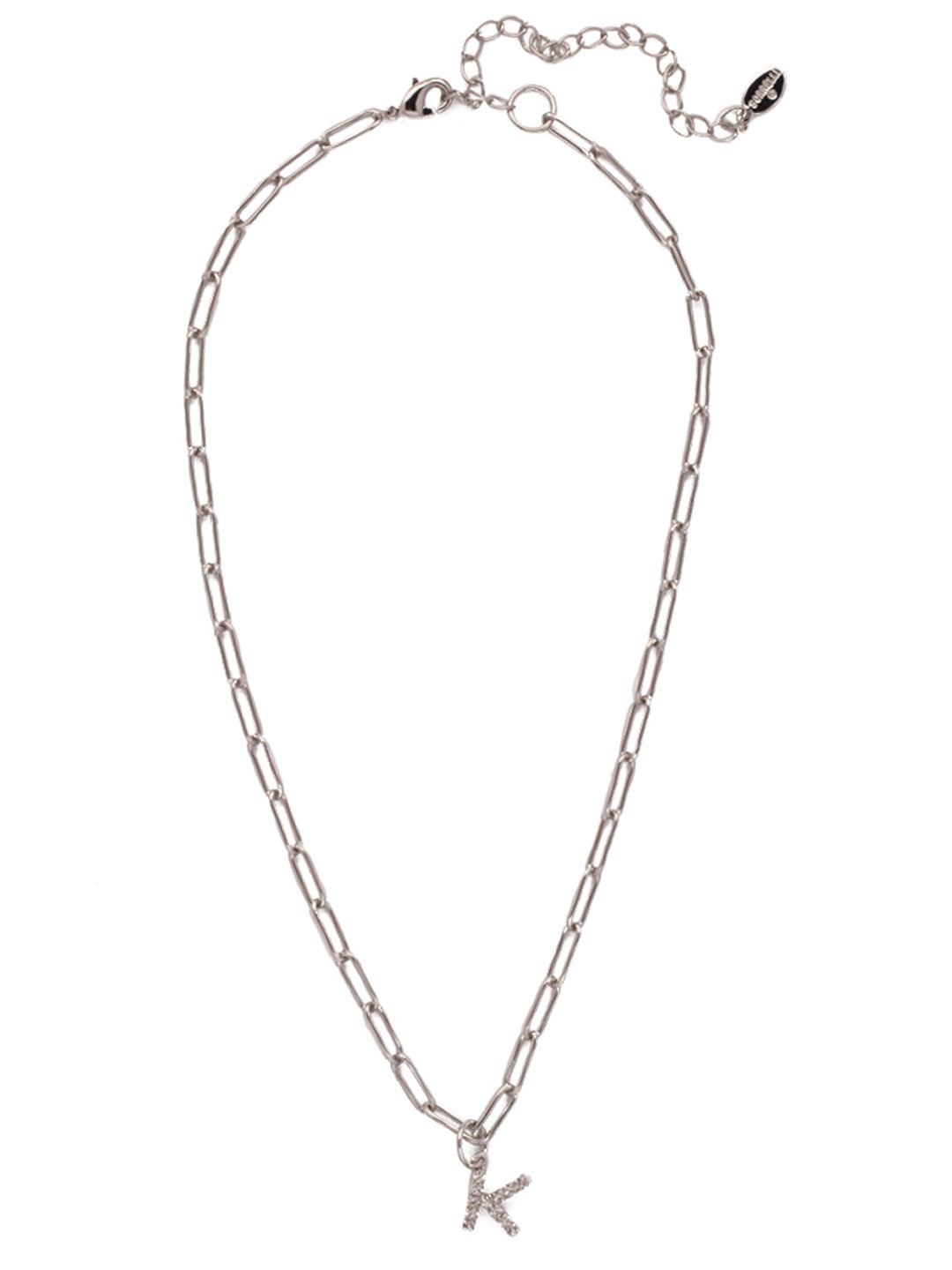 Sorrelli Crystal K Initial Paperclip Pendant Necklace