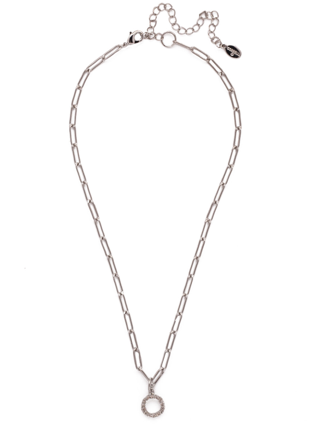 Sorrelli Crystal O Initial Paperclip Pendant Necklace
