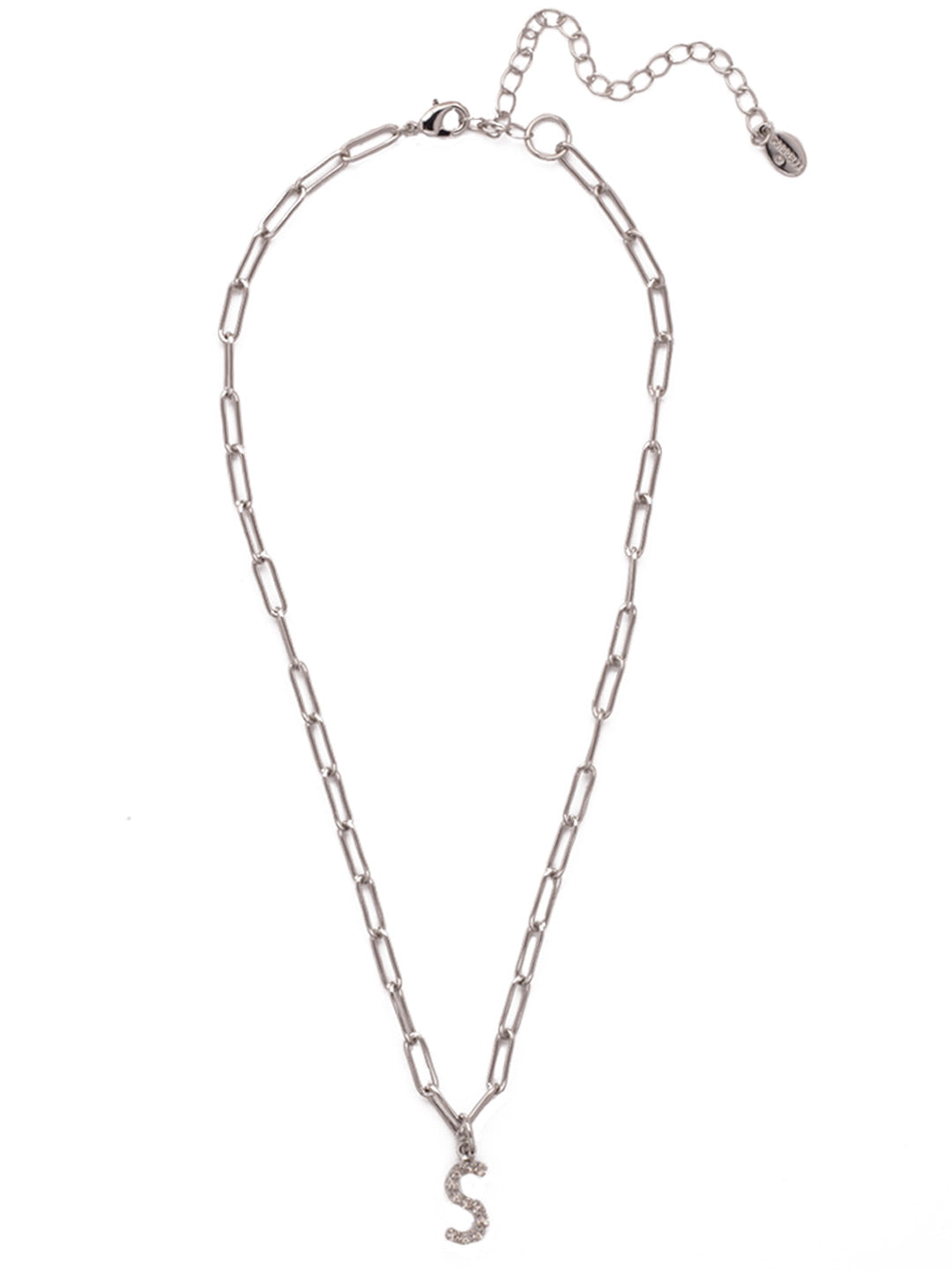 Sorrelli Crystal S Initial Paperclip Pendant Necklace