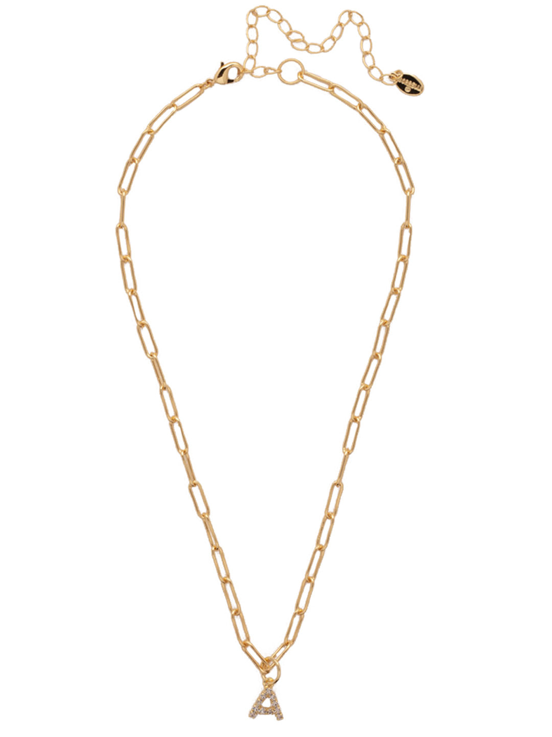 Sorrelli Crystal A Initial Paperclip Pendant Necklace
