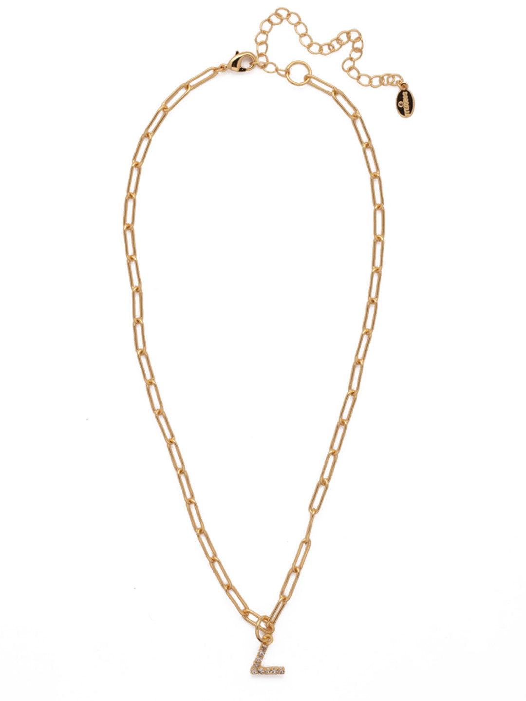 Sorrelli Crystal V Initial Paperclip Pendant Necklace