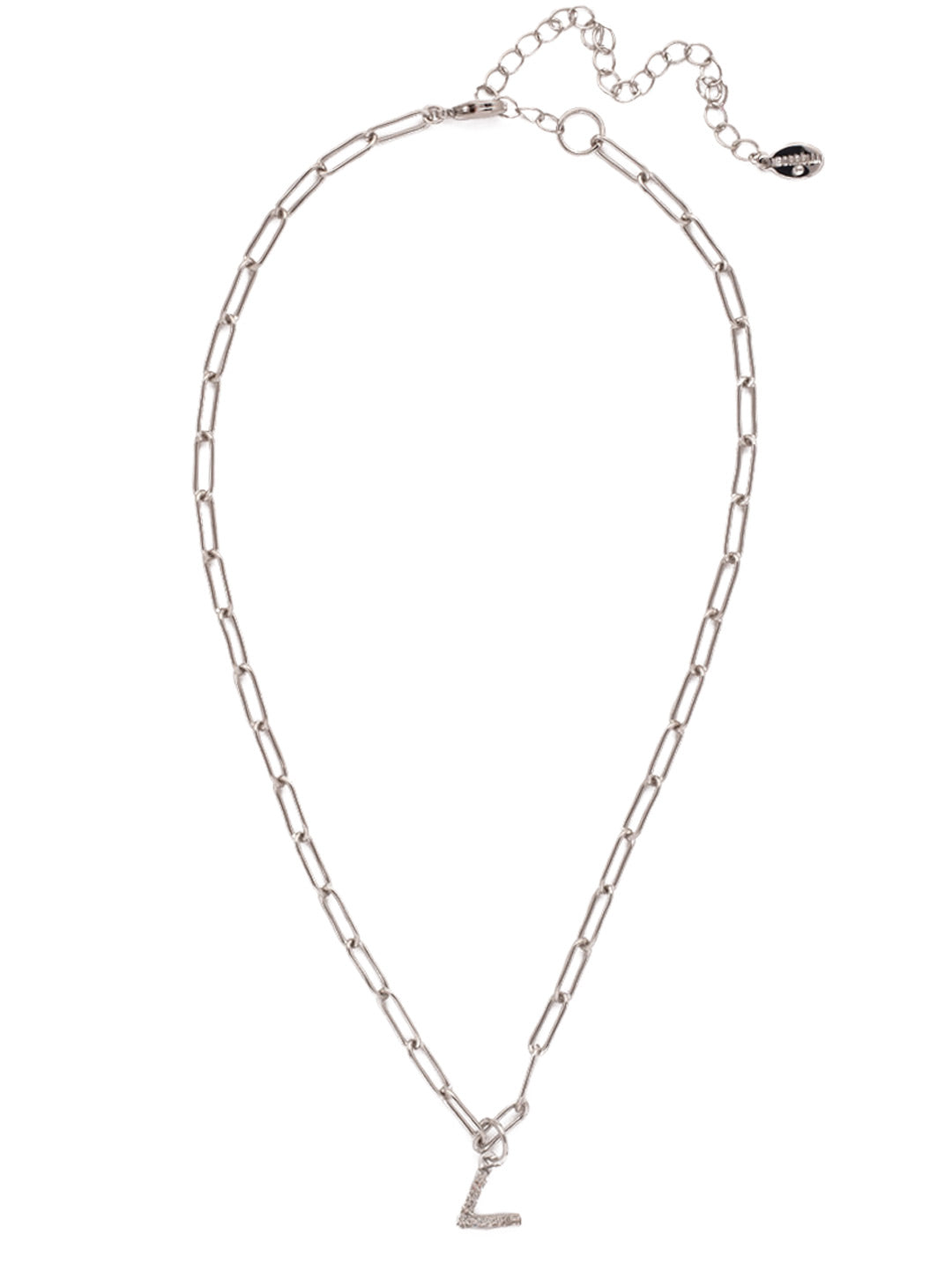 Sorrelli Crystal V Initial Paperclip Pendant Necklace