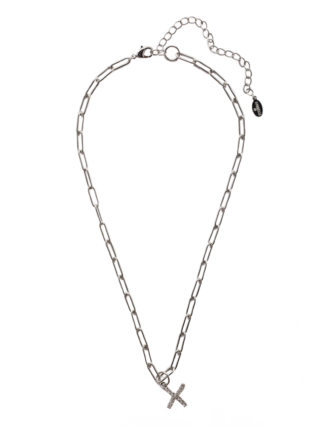 Sorrelli Crystal X Initial Paperclip Pendant Necklace