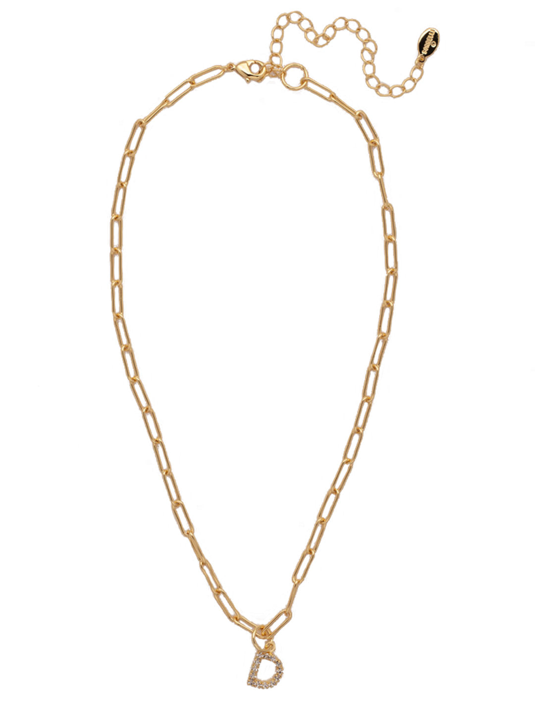 Sorrelli Crystal D Initial Paperclip Pendant Necklace