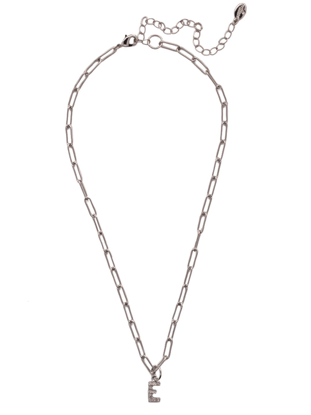 Sorrelli Crystal E Initial Paperclip Pendant Necklace