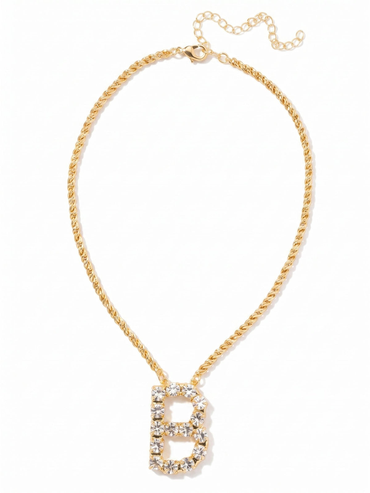 Sorrelli Crystal B Initial Rope Pendant Necklace