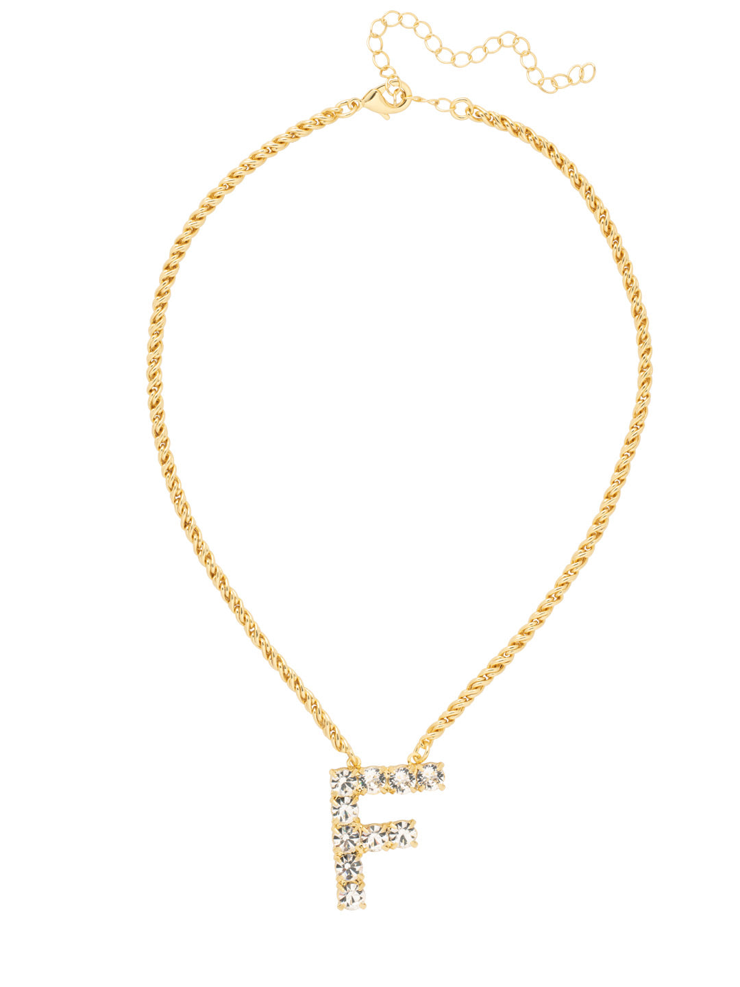 Sorrelli Crystal F Initial Rope Pendant Necklace