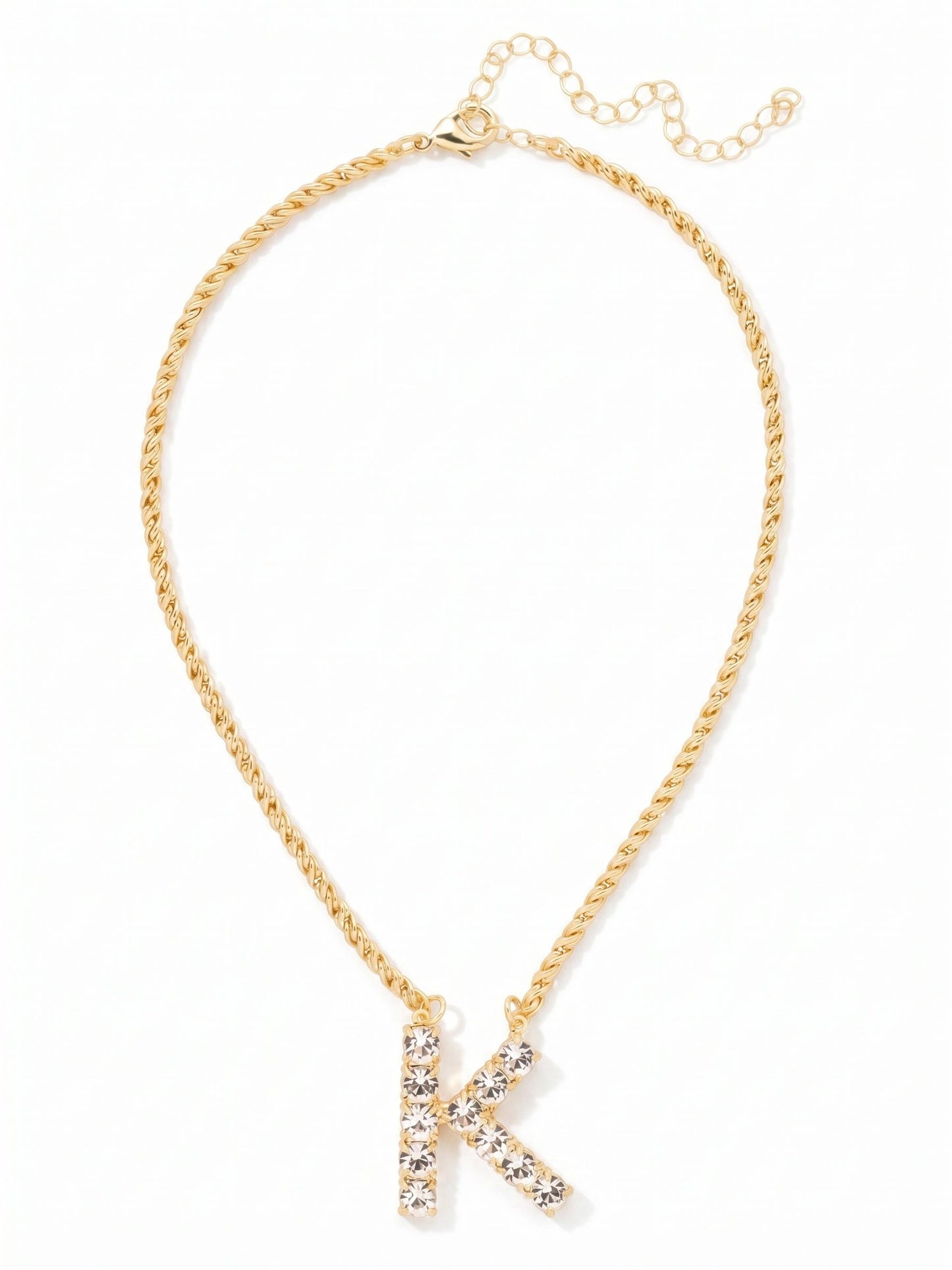 Sorrelli Crystal K Initial Rope Pendant Necklace