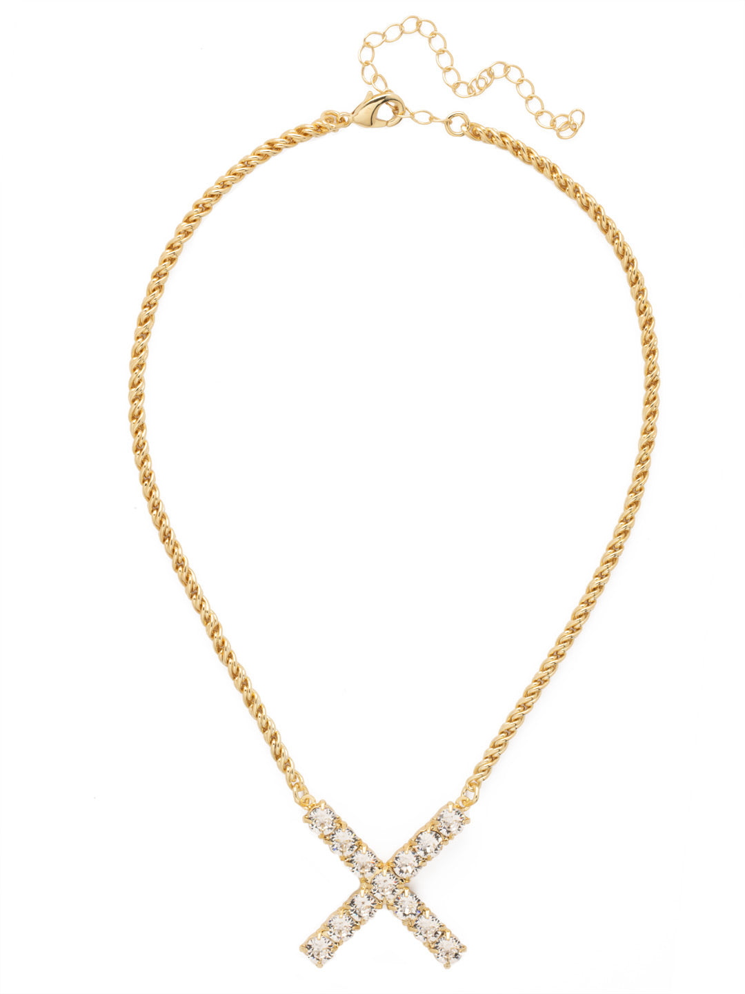 Sorrelli Crystal X Initial Rope Pendant Necklace
