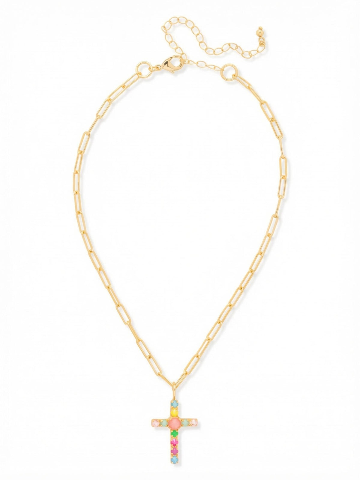 Sorrelli Candy Carnival Cross Paperclip Pendant Necklace