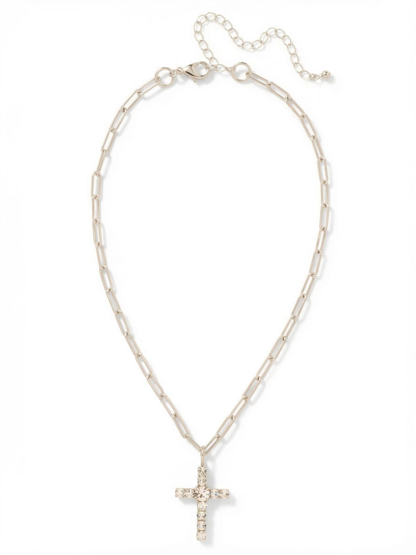 Sorrelli Crystal Cross Paperclip Pendant Necklace