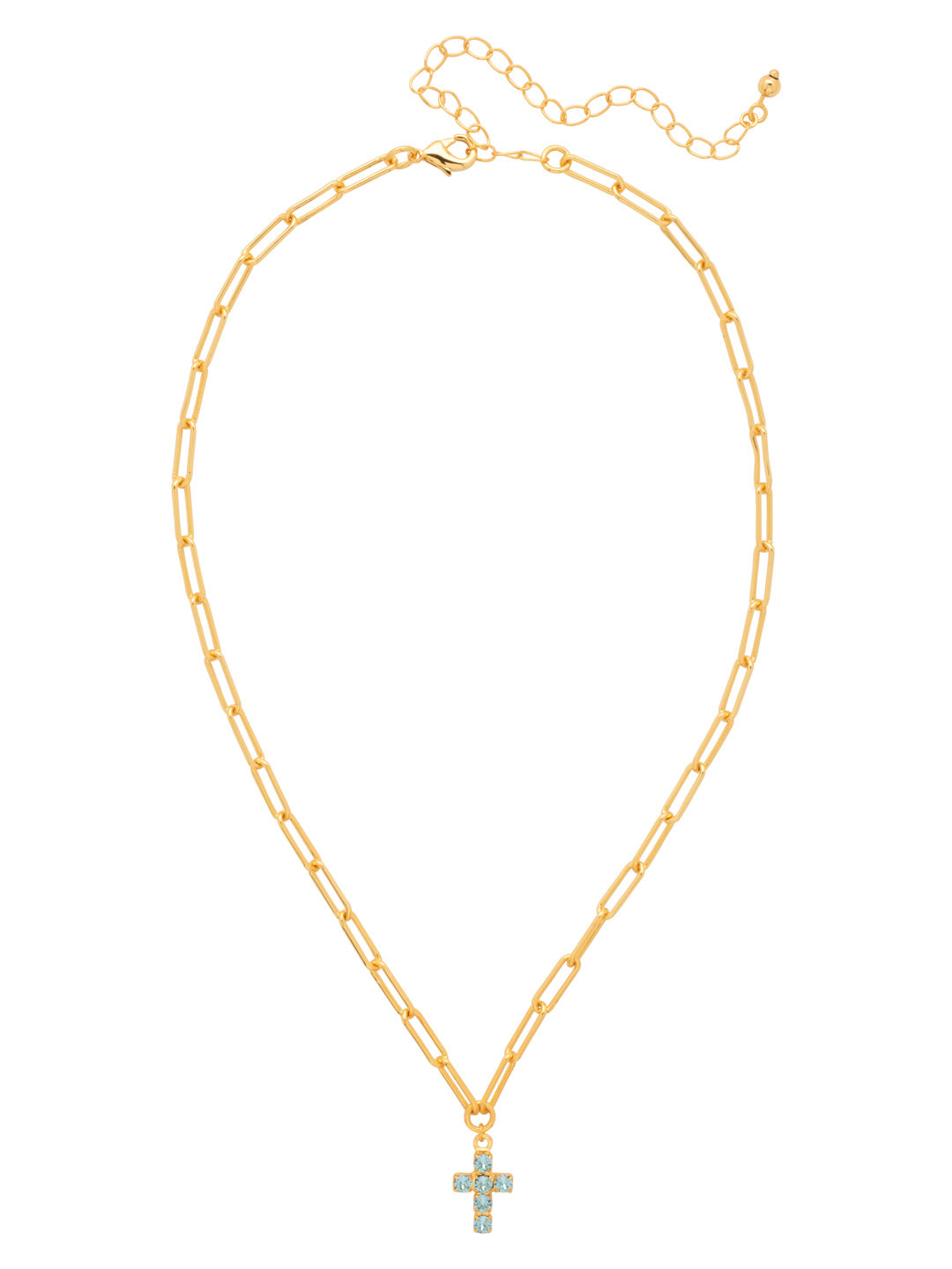 Sorrelli Aquamarine Carly Cross Pendant Necklace