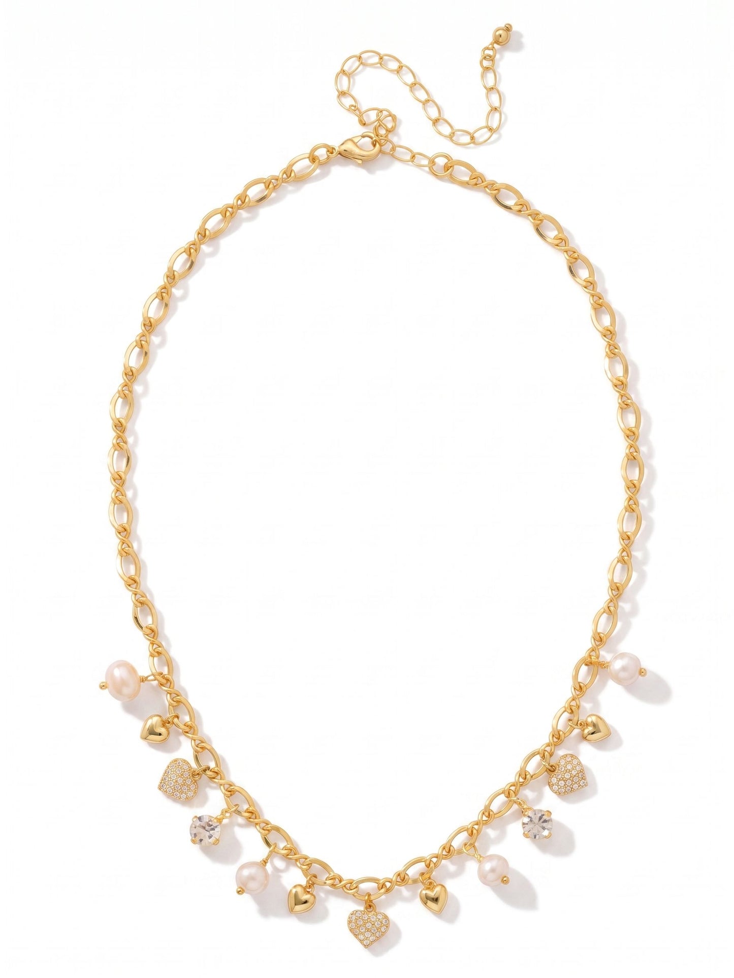Sorrelli Crystal Heart & Pearl Charm Tennis Necklace