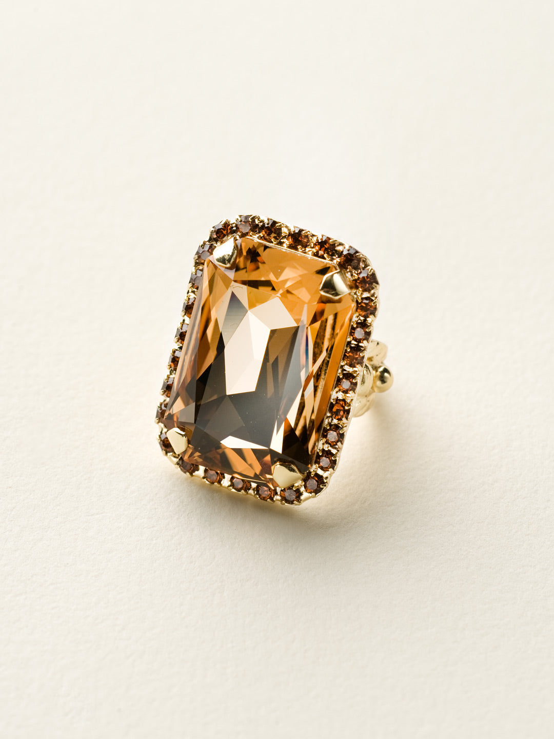 Sorrelli Gold Leaf Luxurious Emerald-Cut Cocktail Ring