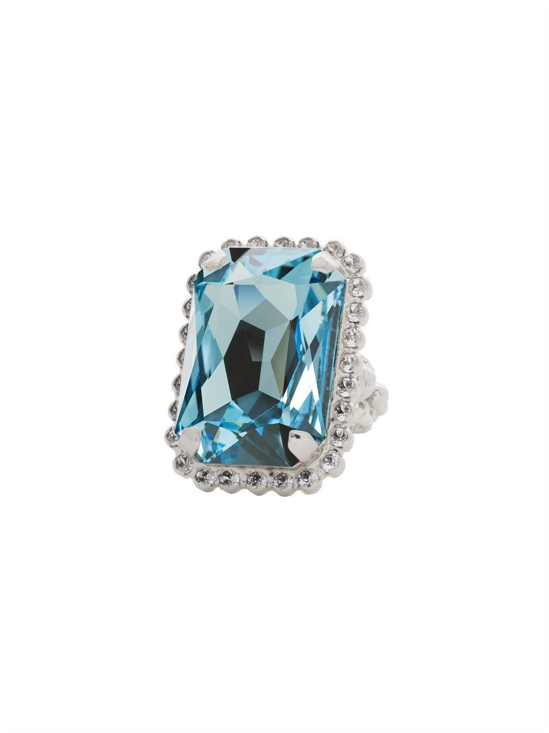 Sorrelli Aquamarine Luxurious Emerald-Cut Cocktail Ring