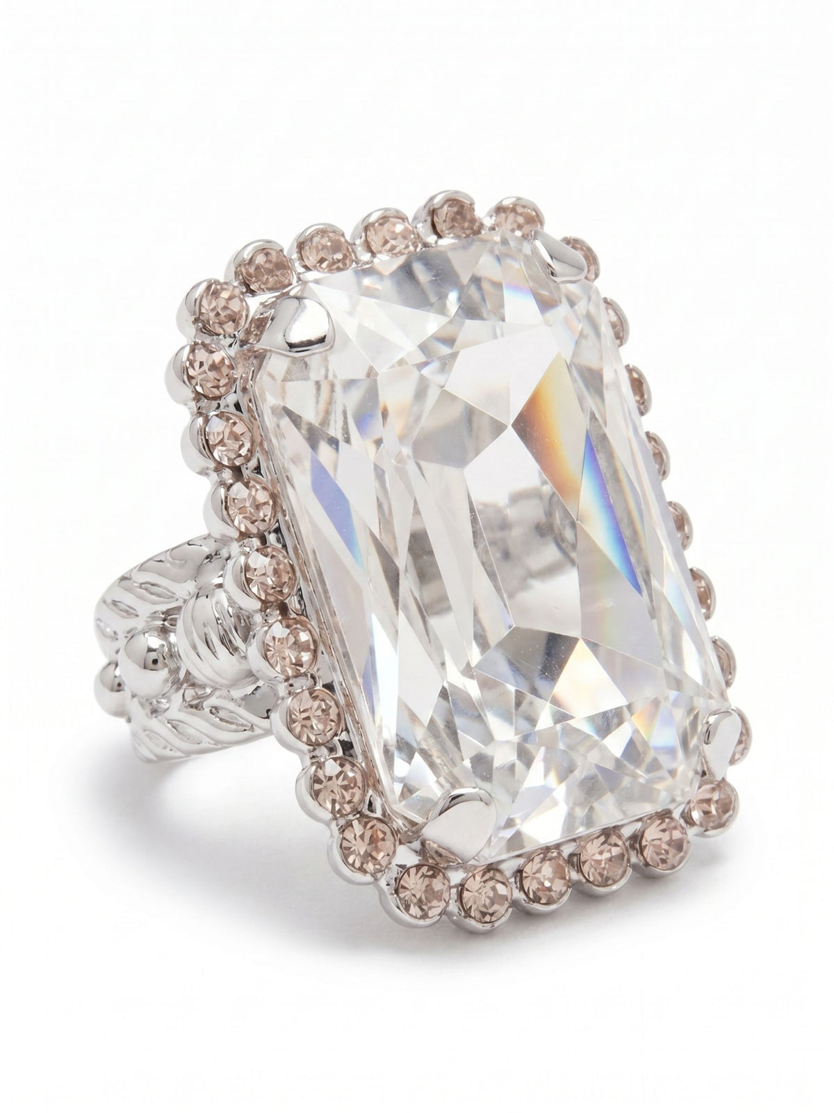 Sorrelli Snow Bunny Luxurious Emerald-Cut Cocktail Ring