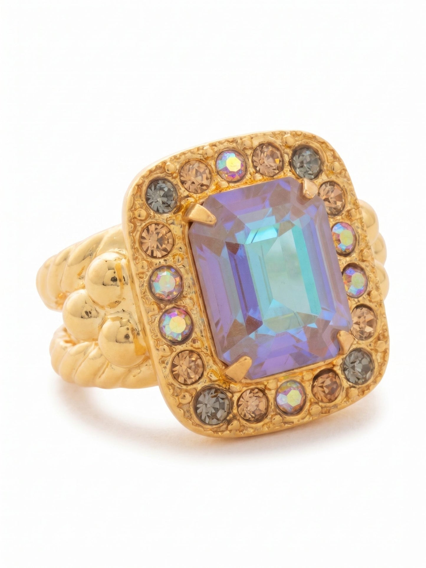 Sorrelli Honey Bourbon Opulent Octagon Cocktail Ring