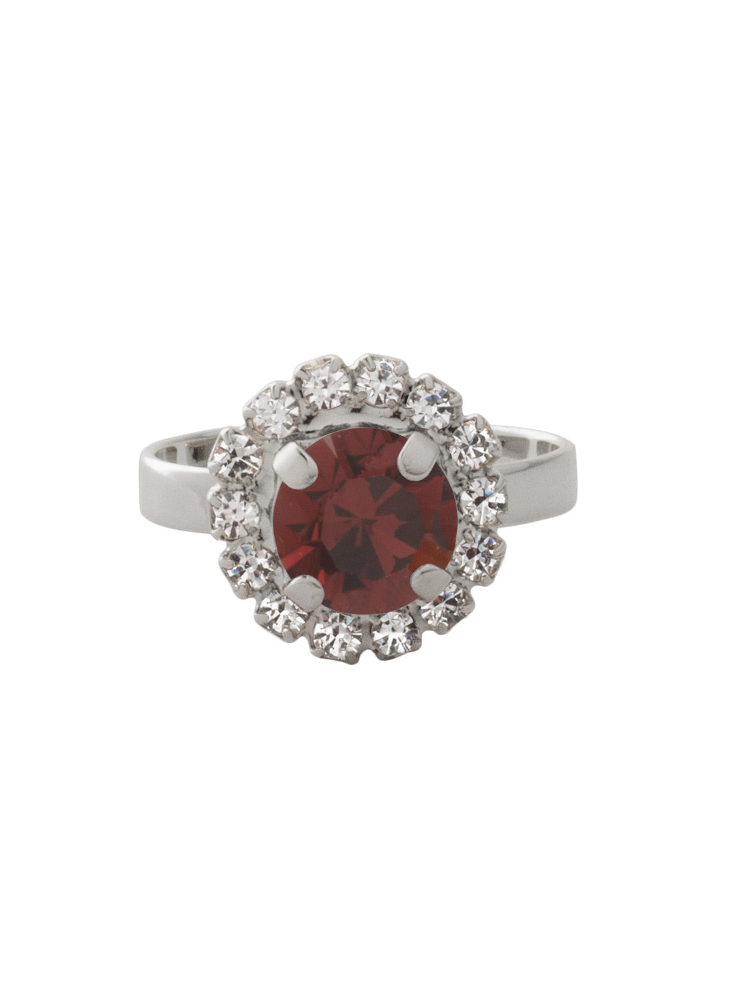 Sorrelli Burgundy Haute Halo Cocktail Ring