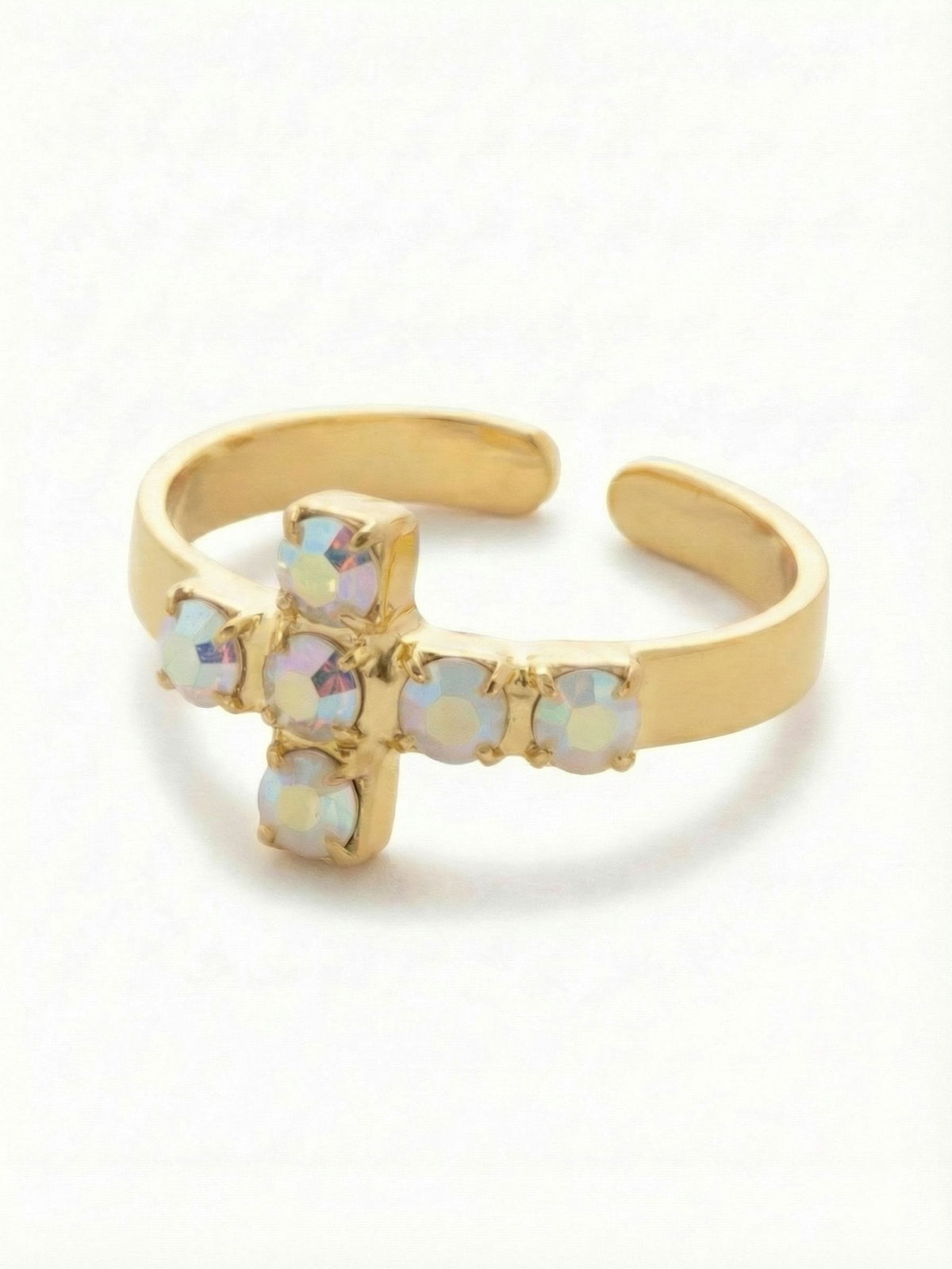 Sorrelli White and AB Carly Cross Band Ring