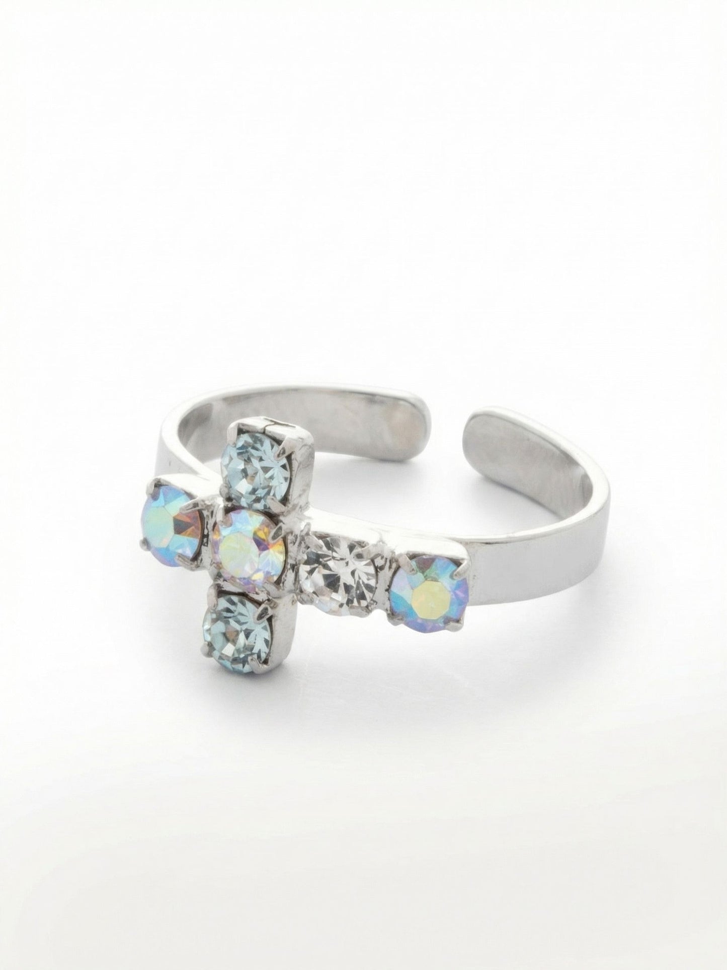 Sorrelli Rainbow Quartz Carly Cross Band Ring