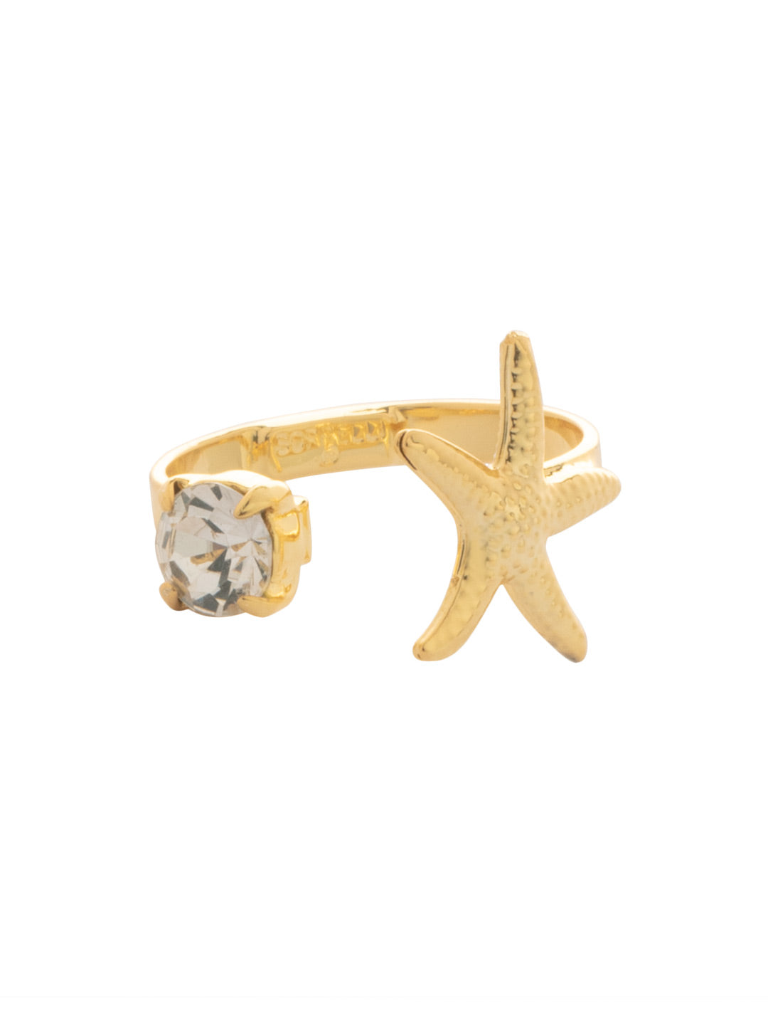 Sorrelli Crystal Starfish Open Band Ring