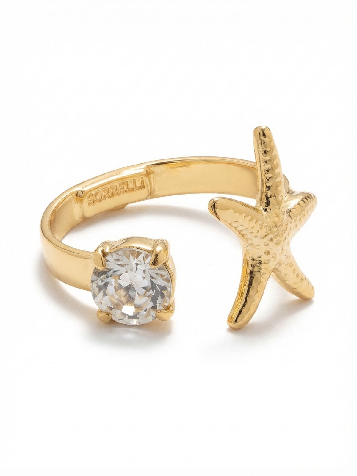 Sorrelli Crystal Starfish Open Band Ring