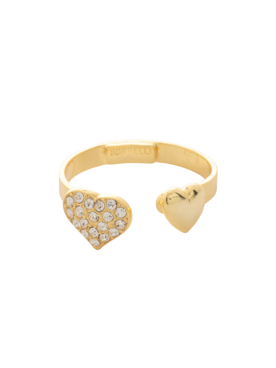 Sorrelli Crystal Open Heart Adjustable Band Ring