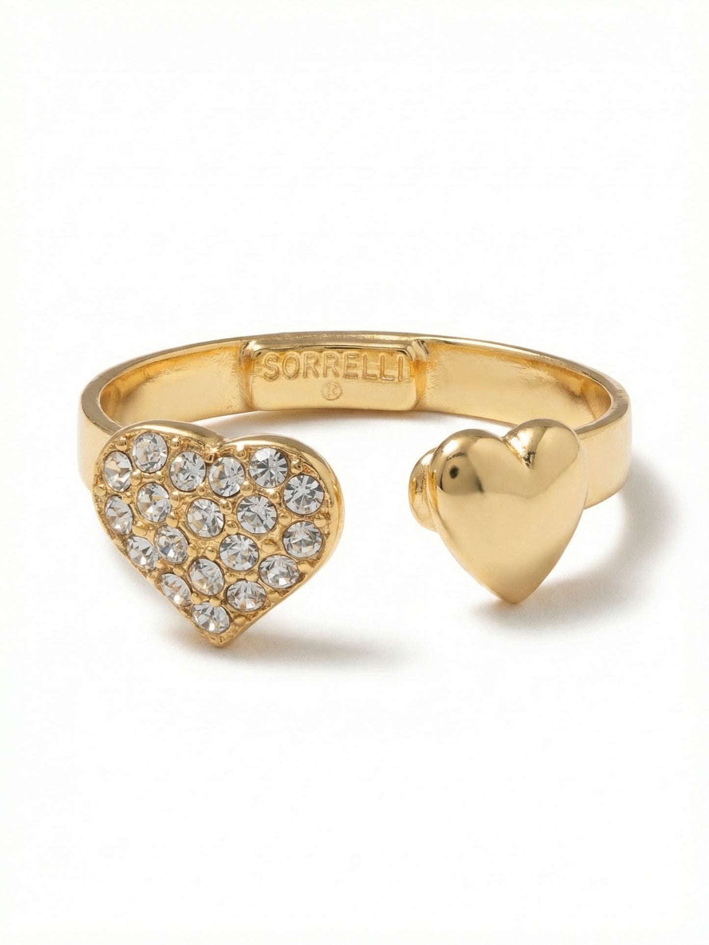Sorrelli Crystal Open Heart Adjustable Band Ring