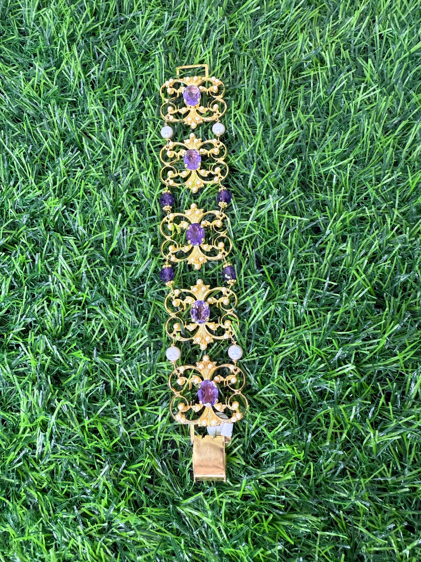 Purple Italian Bracelet with Pearls