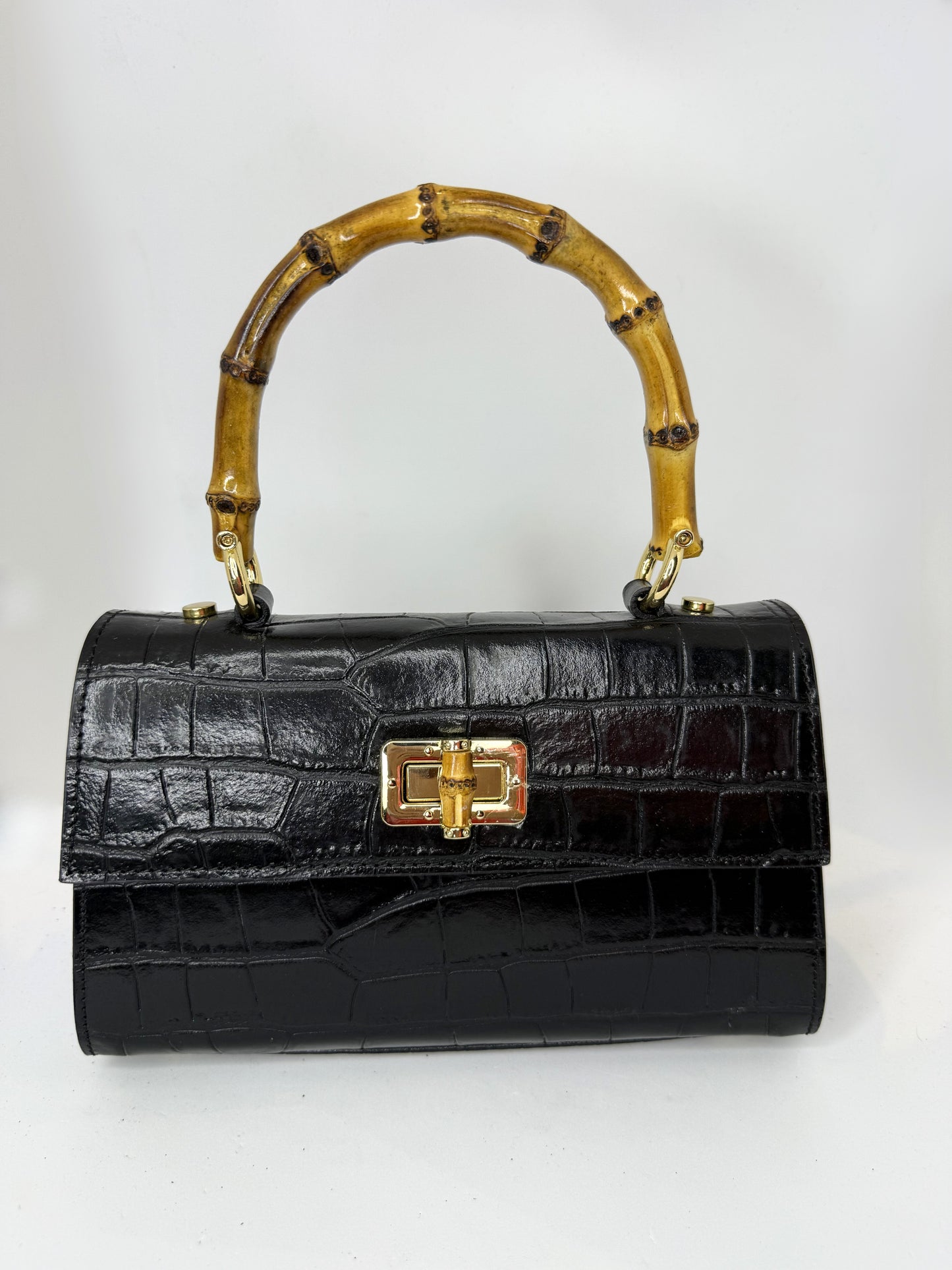 Italian Leather Bamboo Purse