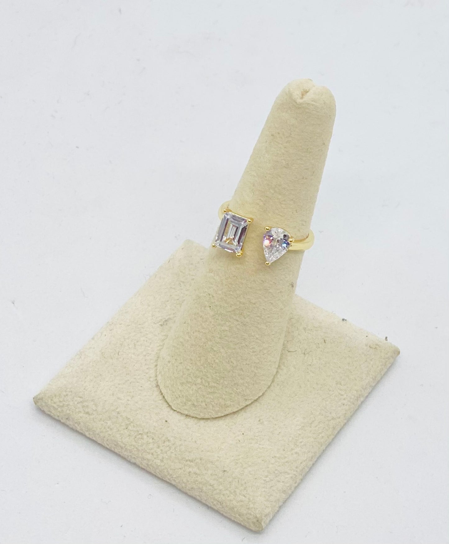 Sterling with gold overlay double crystal ring