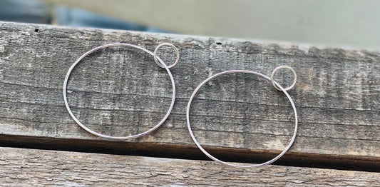 Sterling all silver double circle earrings