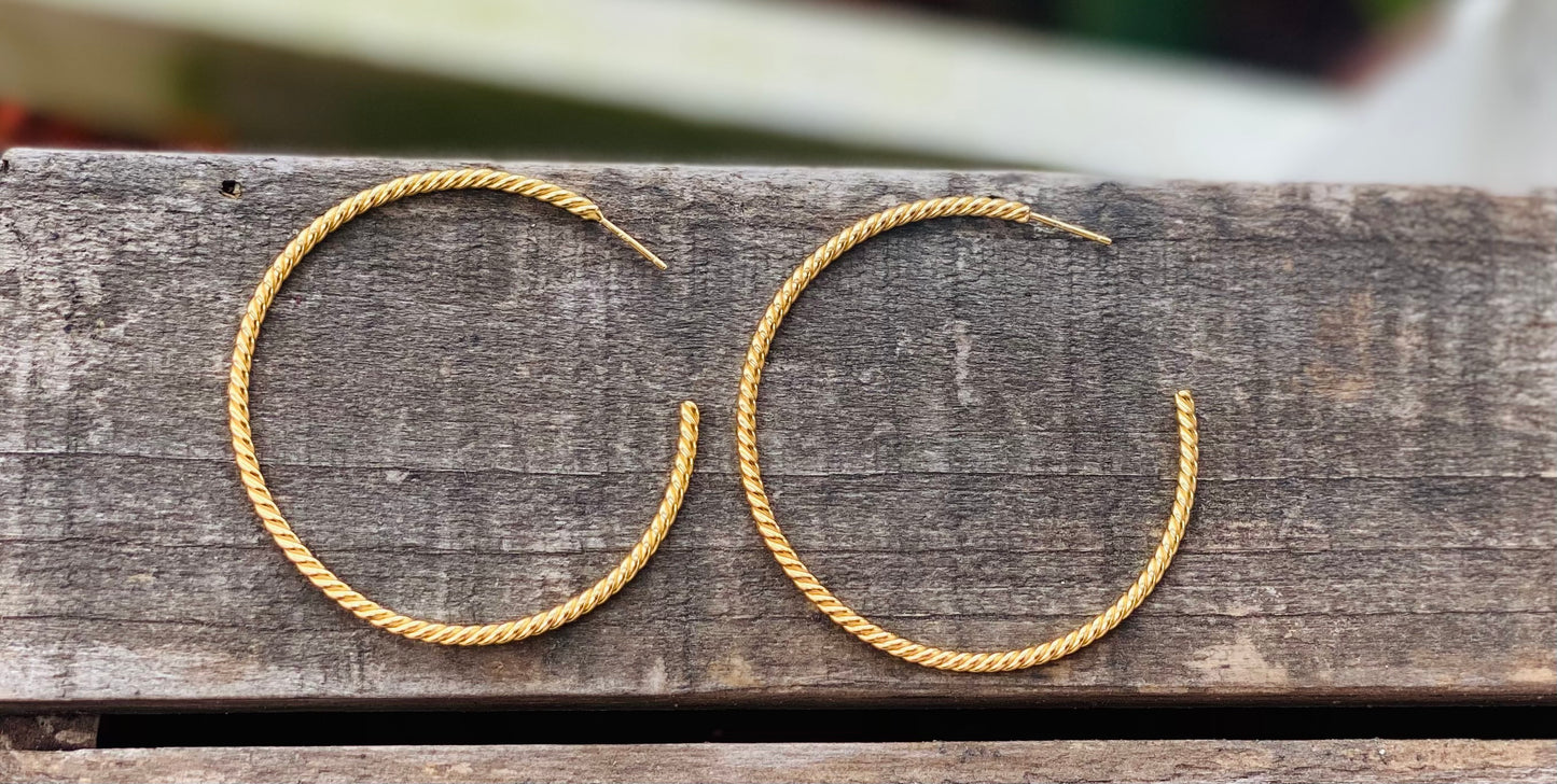 Sterling with gold overlay cable twist earrings