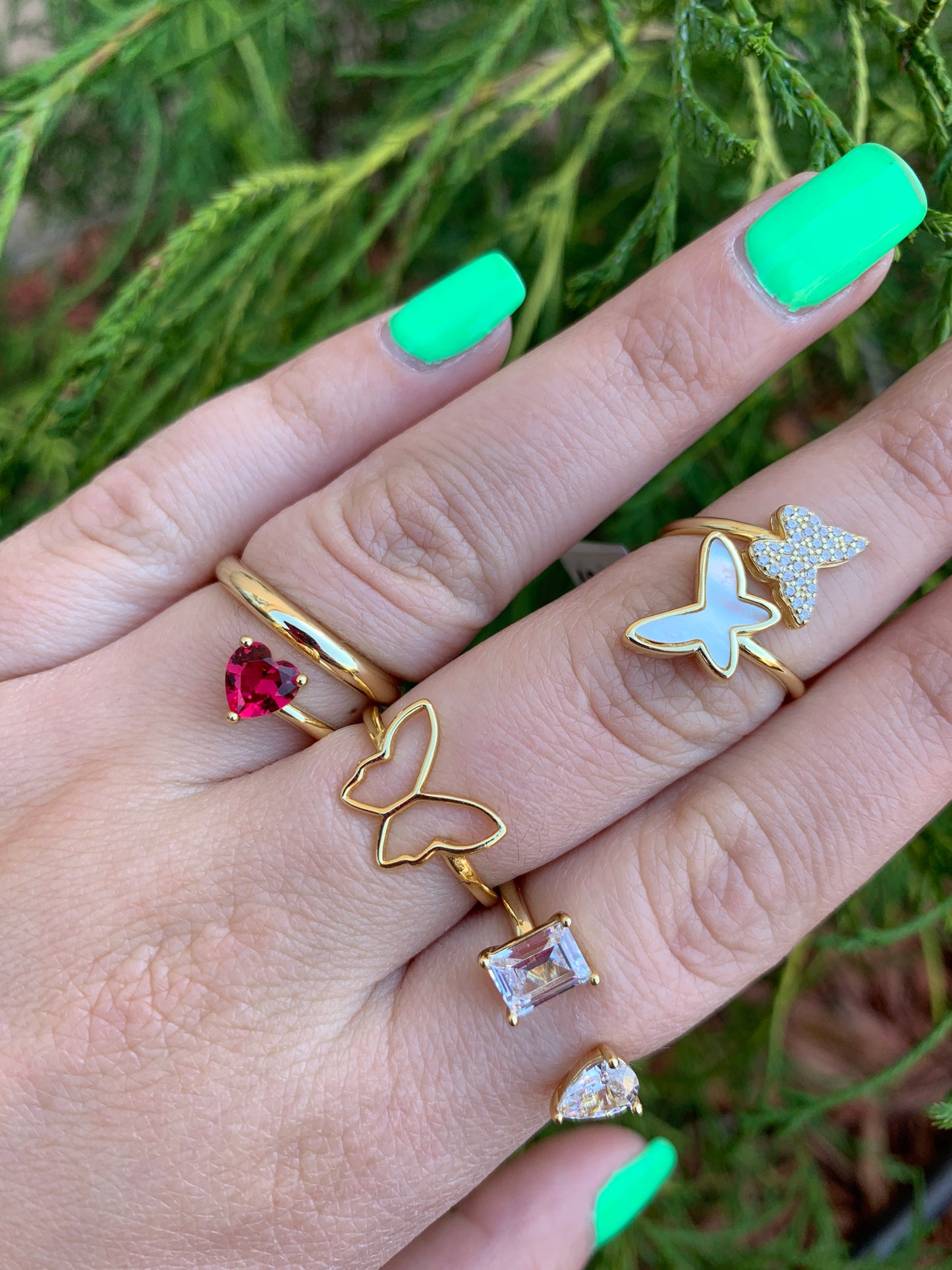 Sterling with gold overlay double butterfly ring