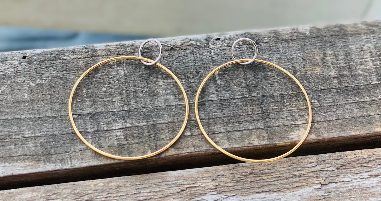 Sterling Mixed Metal Silver and gold earrings