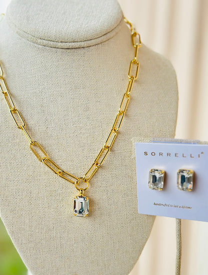 Nia Pendant Set- bright gold clear