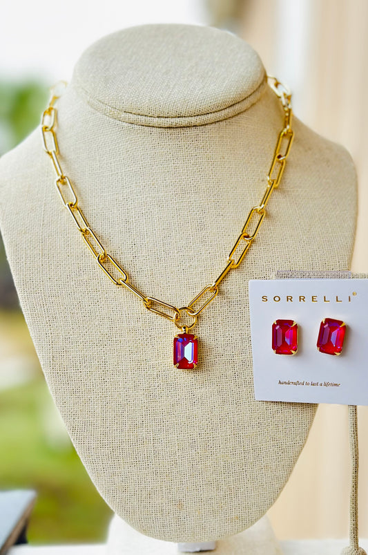 Nia Pendant Set-red ruby delite