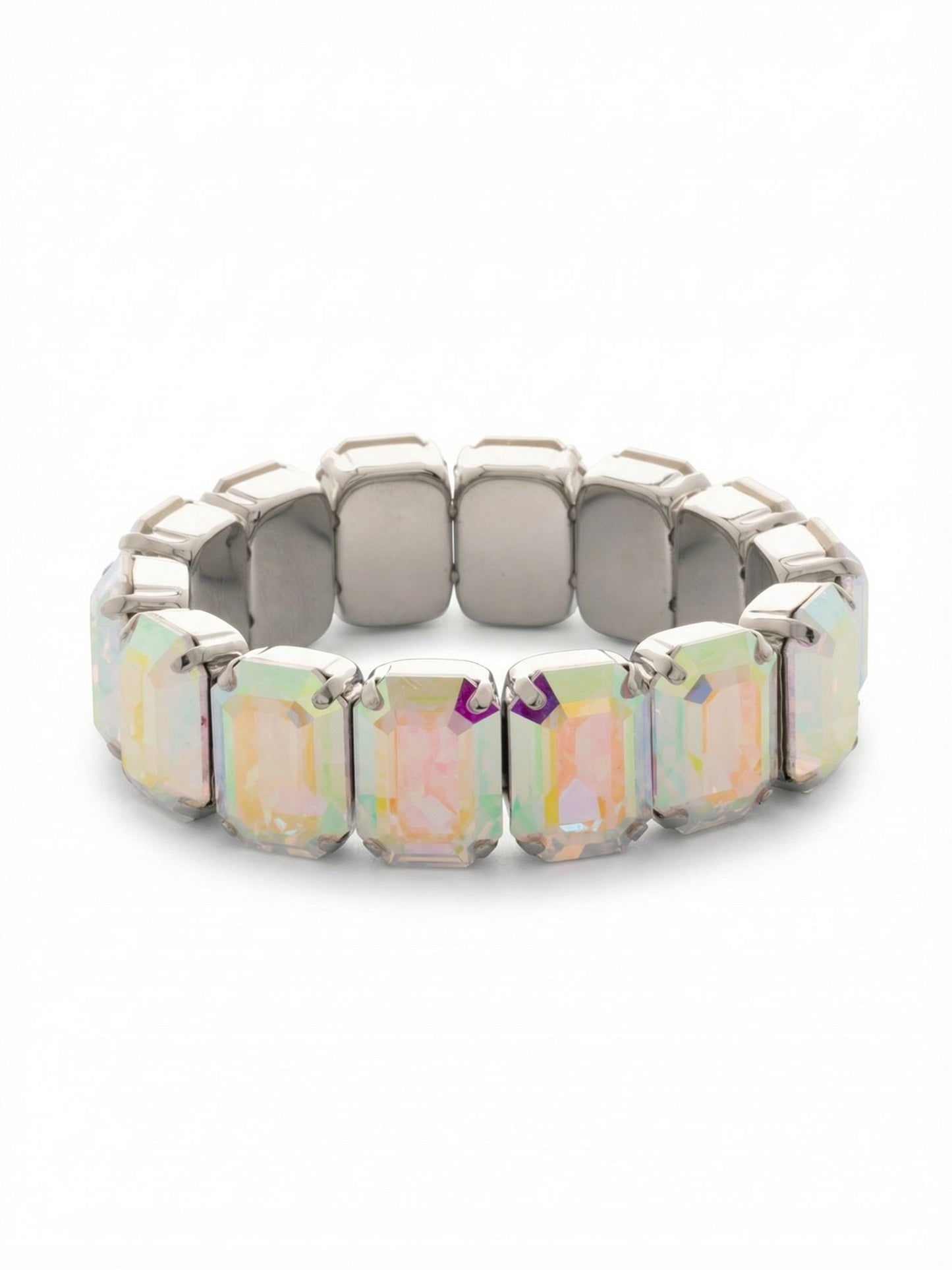 Sorrelli Crystal Aurora Borealis 7 Inch Emerald Cut Stretch Bracelet