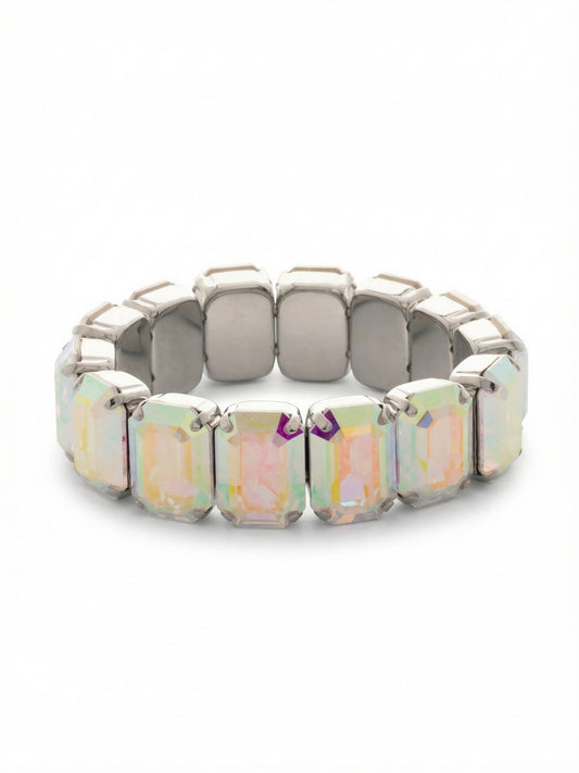 Sorrelli Crystal Aurora Borealis 7 Inch Emerald Cut Stretch Bracelet