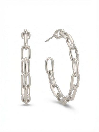 Sorrelli Bare Metallic Chain Link Hoop Earrings