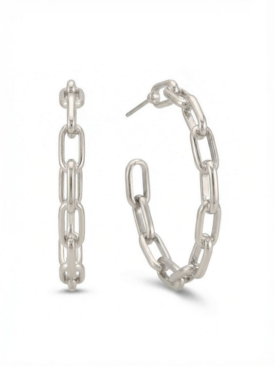 Sorrelli Bare Metallic Chain Link Hoop Earrings