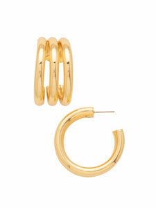 Sorrelli Bare Metallic Triple Keeley Statement Hoop Earrings