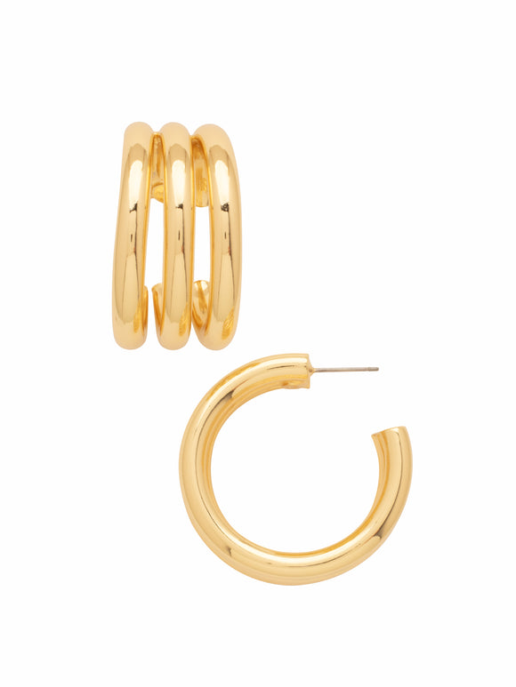 Sorrelli Bare Metallic Triple Keeley Statement Hoop Earrings