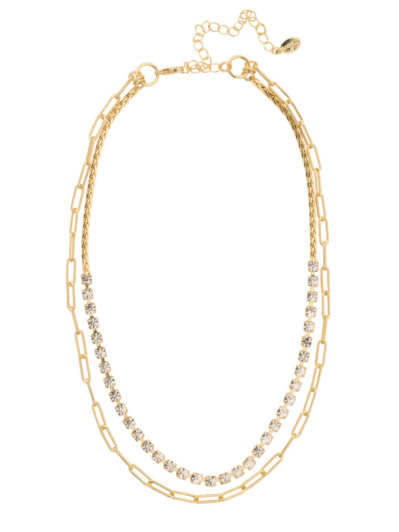 Sorrelli Crystal Crystal and Paperclip Chain Layered Necklace