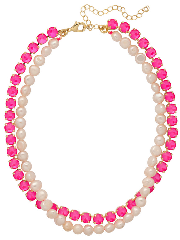 Sorrelli Electric Pink Matilda Layered Tennis Necklace